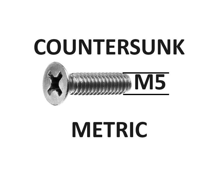 5mm Countersunk Machine Screws Stainless Steel Grade 316 Select Length